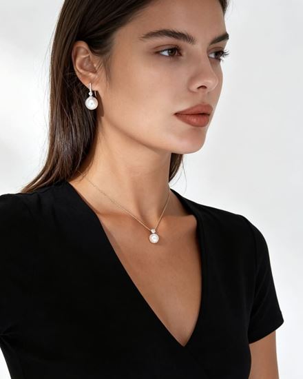 Immagine di Orecchini Perla 12mm Zirconi Elegante Donna - Glory